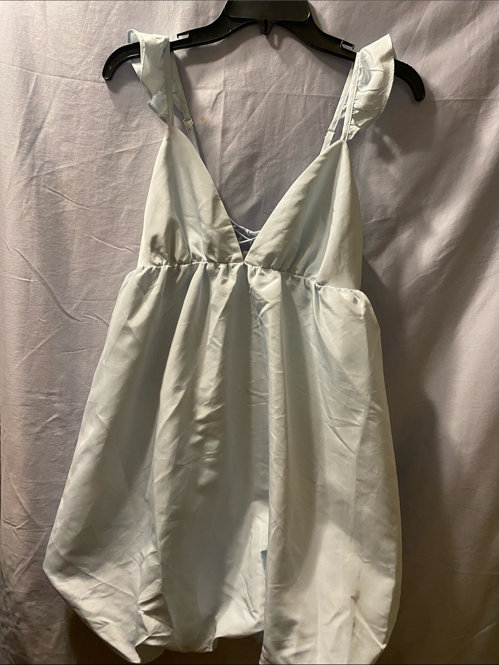 wild fable Pastel Blue Ruffle-Shoulder Babydoll Chemise